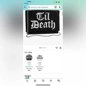 Black Beaded 'Til Death' Clutch/Purse